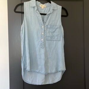 Cloth & Stone Polka Dot Chambray Sleeveless Top size XS